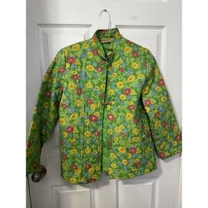 Vintage 70s Gordon of Philadelphia Womens M Quilted Floral Frog Button Jacket
